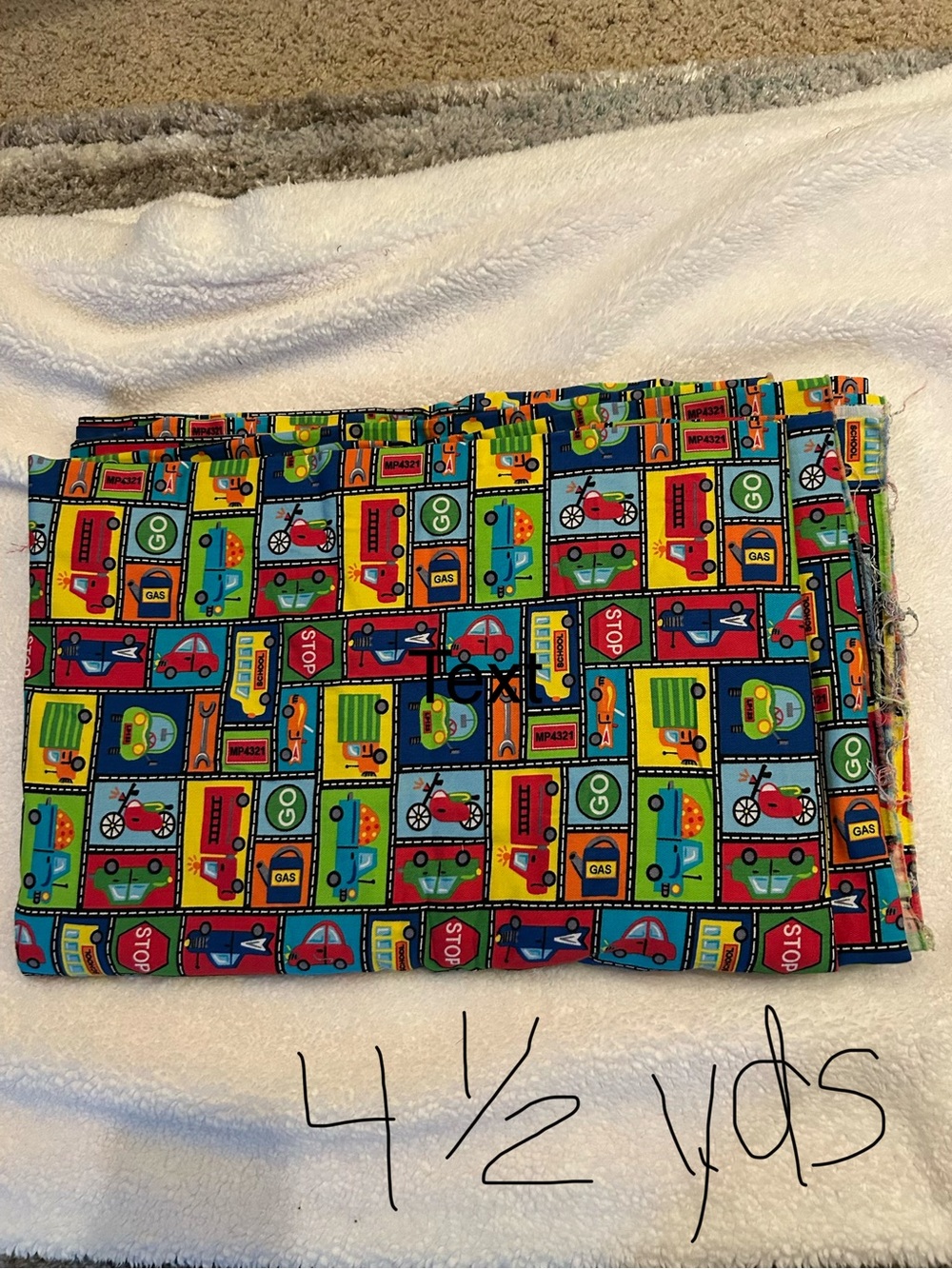 Multi-Color Kids Traffic Print Cotton Fabric - Playful 
4 1/2 plus yards /56 in